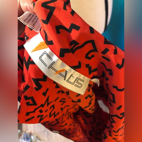 Vintage Chaus Short Sleeve Art Deco Blouse Size L - Picture 8 of 16